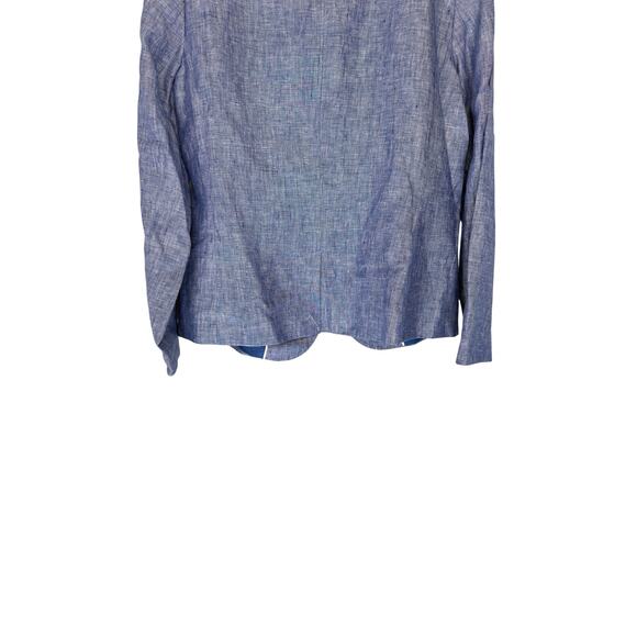 Talbots Petites Blazer Blue Linen Office Work Career Single Breasted Size 12P - Picture 9 of 14
